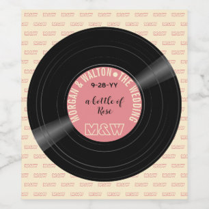 Étiquette Pour Bouteilles De Vin Disque Vinyle Bouteille de Rosé Monogramme Personn