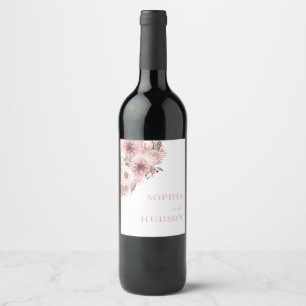 Étiquette Pour Bouteilles De Vin Divine Boho Blush & Mariage Rose