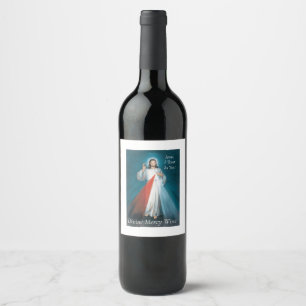 Étiquette Pour Bouteilles De Vin Divine Miséricorde Jésus, J'Ai Confiance En Toi !