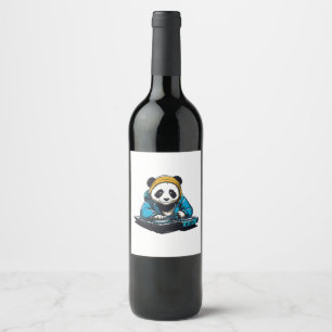 Étiquette Pour Bouteilles De Vin DJ Kawaii Panda