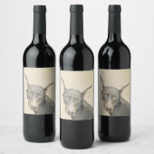 Étiquette Pour Bouteilles De Vin Doberman Pinscher Peinture - Art Chien original (Bouteilles)