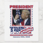 Étiquette Pour Bouteilles De Vin Donald Trump Inauguration 2025 (Étiquettes simples)