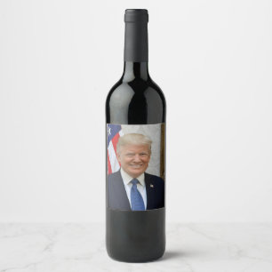 Étiquette Pour Bouteilles De Vin Donald Trump Portrait du président de la Maison-Bl