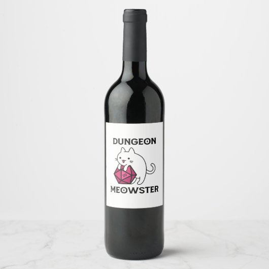 Étiquette Pour Bouteilles De Vin Donjon Meowster Chat Drôle (Devant)