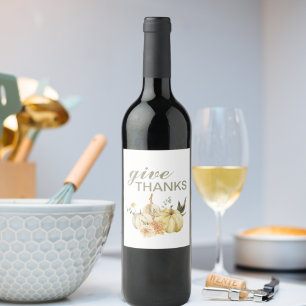 Étiquette Pour Bouteilles De Vin Donner Merci Citrouille Aquarelle