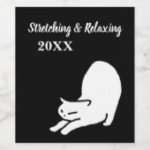 Étiquette Pour Bouteilles De Vin Doodle de chat étirant (Étiquettes simples)