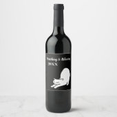 Étiquette Pour Bouteilles De Vin Doodle de chat étirant (Devant)