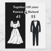 Étiquette Pour Bouteilles De Vin Double célébration Anniversaire conjoint 100 ans (Étiquettes simples)