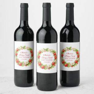 Étiquette Pour Bouteilles De Vin Douce Baby Shower aux Fraises Bébé Fille Garçon