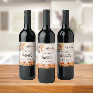 Étiquette Pour Bouteilles De Vin Douce pluie de mariage automnal fleurs oranges feu