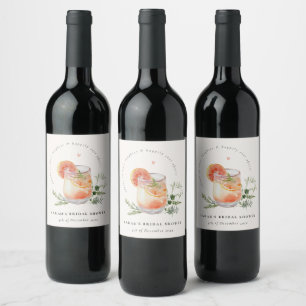 Étiquette Pour Bouteilles De Vin Douce rose orange cocktail de douche nuptiale