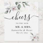 Étiquette Pour Bouteilles De Vin Douce verdure Aquarelle Feuille & Fleur | Or (Étiquettes simples)