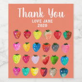 Étiquette Pour Bouteilles De Vin Douceur fraise mignonne aquarelle de fruit mignon (Étiquettes simples)