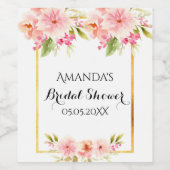 Étiquette Pour Bouteilles De Vin Douche de mariée fleurs blanches et roses (Étiquettes simples)