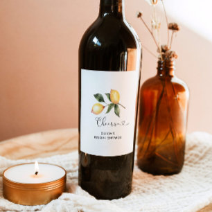 Étiquette Pour Bouteilles De Vin Douche nuptiale minimaliste au citron