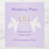 Étiquette Pour Bouteilles De Vin Doves Design Mariage couleur Lilac (Étiquettes simples)
