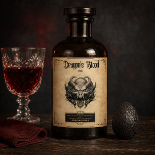 Étiquette Pour Bouteilles De Vin Dragon Blood : Libérez la Magie avec ce Mystique