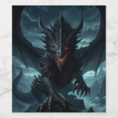 Étiquette Pour Bouteilles De Vin Dragon sombre et médiéval (Étiquettes simples)