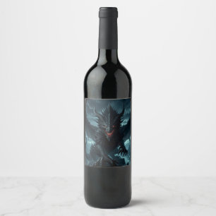 Étiquette Pour Bouteilles De Vin Dragon sombre et médiéval