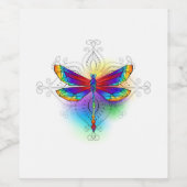 Étiquette Pour Bouteilles De Vin Dragonfly en arc-en-ciel (Étiquettes simples)