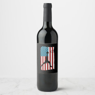 Étiquette Pour Bouteilles De Vin Drapeau américain américain Basket-ball Athlète pa