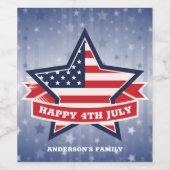 Étiquette Pour Bouteilles De Vin Drapeau américain en forme d'étoile (Étiquettes simples)