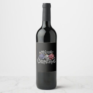 Étiquette Pour Bouteilles De Vin Drapeau Américain Joyeux Noël Boules de Noël US Pa
