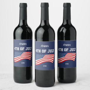 Étiquette Pour Bouteilles De Vin Drapeau américain patriotique 4 juillet