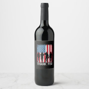 Étiquette Pour Bouteilles De Vin Drapeau américain patriotique Merci