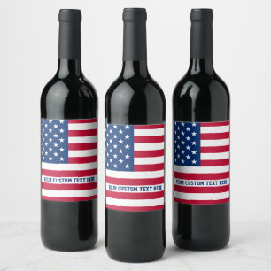 Étiquette Pour Bouteilles De Vin Drapeau américain personnalisé Stars et bandes