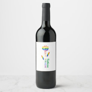 Étiquette Pour Bouteilles De Vin Drapeau arc-en-ciel Rose Fierté Gay Nom personnali