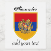 Étiquette Pour Bouteilles De Vin Drapeau Arménie (Étiquettes simples)