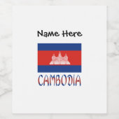 Étiquette Pour Bouteilles De Vin Drapeau cambodgien personnalisé (Étiquettes simples)
