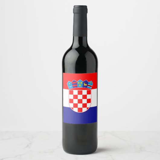 Étiquette Pour Bouteilles De Vin Drapeau de Croatie (Devant)