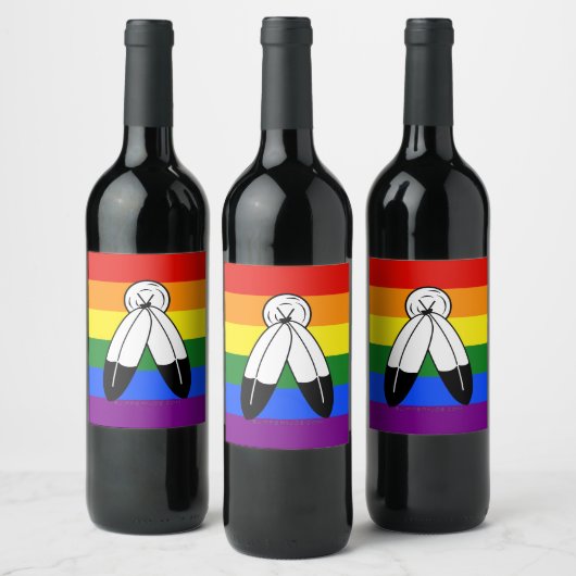 Étiquette Pour Bouteilles De Vin Drapeau de fierté bispirituel de SlipperyJoe's sym (Bouteilles)