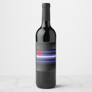 Étiquette Pour Bouteilles De Vin Drapeau de fierté en cuir SlipperyJoe's noir bleu