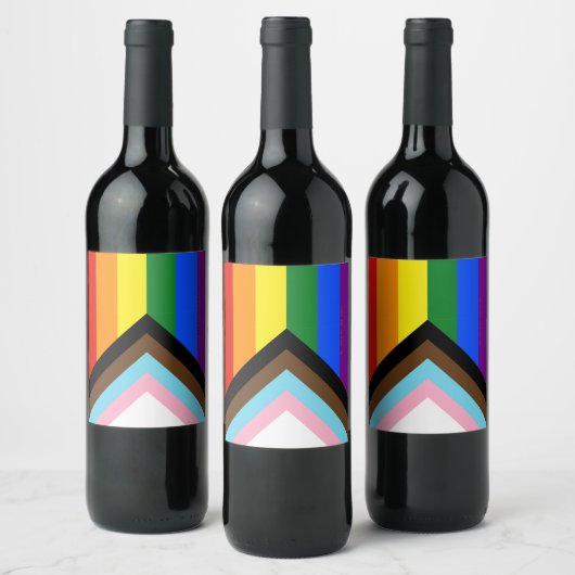 Étiquette Pour Bouteilles De Vin Drapeau de fierté Progress de SlipperyJoe's six ba (Bouteilles)