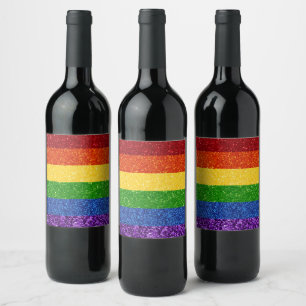Étiquette Pour Bouteilles De Vin Drapeau de la Fierté arc-en-ciel LGBT Parties scin