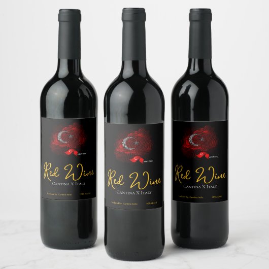 Étiquette Pour Bouteilles De Vin Drapeau de la Turquie (Bouteilles)
