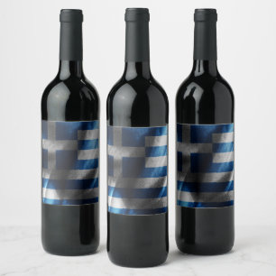 Étiquette Pour Bouteilles De Vin Drapeau de soie de Grèce