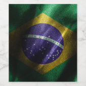 Étiquette Pour Bouteilles De Vin Drapeau de soie du Brésil (Étiquettes simples)