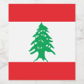 Étiquette Pour Bouteilles De Vin Drapeau du Liban (Étiquettes simples)
