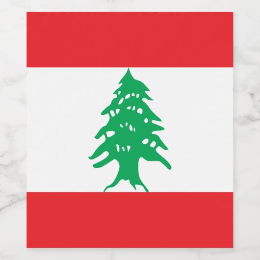 Étiquette Pour Bouteilles De Vin Drapeau du Liban (Étiquettes simples)