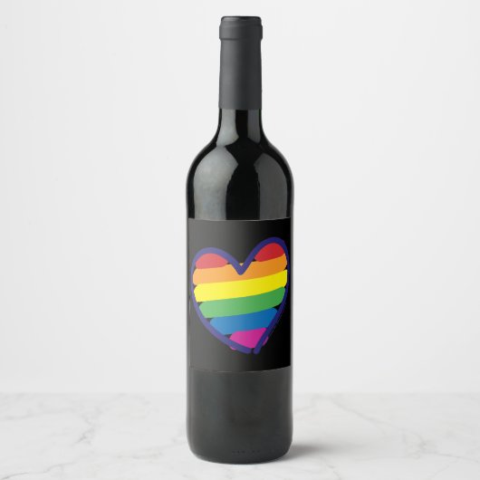 Étiquette Pour Bouteilles De Vin drapeau gay pride Rainbowflag (Devant)