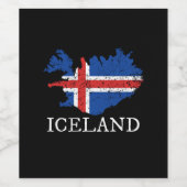 Étiquette Pour Bouteilles De Vin Drapeau Islande (Étiquettes simples)