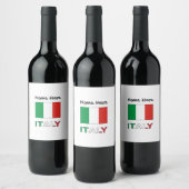 Étiquette Pour Bouteilles De Vin Drapeau italien avec votre nom (Bouteilles)