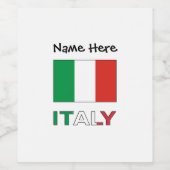 Étiquette Pour Bouteilles De Vin Drapeau italien avec votre nom (Étiquettes simples)