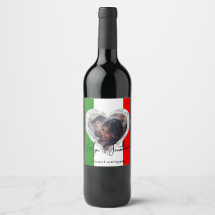 Étiquette Pour Bouteilles De Vin Drapeau italien de l'amour italien Cœur