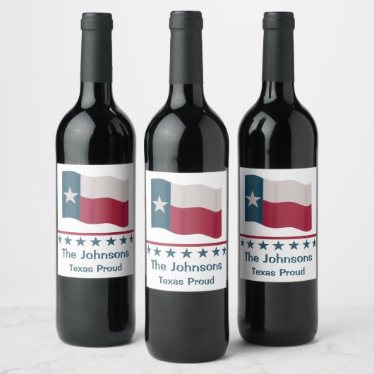 Étiquette Pour Bouteilles De Vin Drapeau longue étoile Texas Fière Personnalisé (Bouteilles)