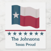 Étiquette Pour Bouteilles De Vin Drapeau longue étoile Texas Fière Personnalisé (Étiquettes simples)